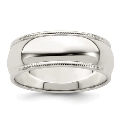 Sterling Silver 7mm Half Round Milgrain Band Ring - Image 1 of 4