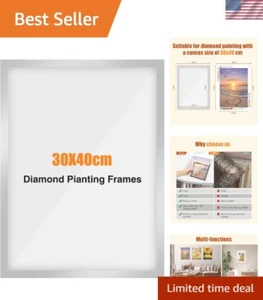 Stylish Wall-Mounted Diamond Painting Frame with Easy Flip Front - Silver Finish - Picture 1 of 8