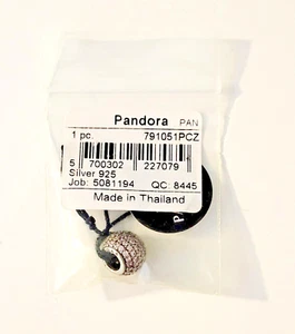 925 Sterling Silver PANDORA Light Pink Pave Lights Bead 791051PCZ - NEW in Pack - Picture 1 of 4