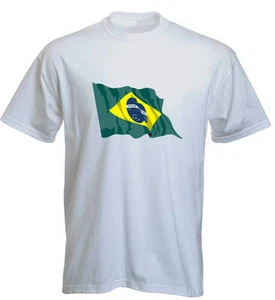 T-Shirt Fußball LS27 Ländershirt mehrfarbig Brazil - Brasilien mit Fahne - Party - Bild 1 von 1