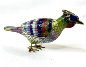 Vintage Chinese Cloisonné Enamel Miniature Bird Figurine 2”Tall 5”Long - Picture 1 of 9