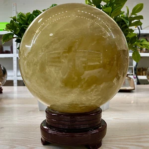 29.98LB Natural high-quality yellow crystal ball for spiritual healing - Picture 1 of 19