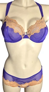 Andres Sarda Eden Damen BH mit Bügel SET Gr.85C UK 38C + Slip 42 L mit Spitze - Picture 1 of 6