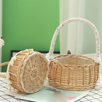 1X Retro Rattan Woven Storage Basket Small Fruit Flower Pot Holder Florist Home  - Image 1 of 4