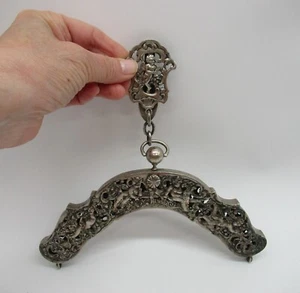 19. Jh. Kontinentale Punze 800 Silber Geldbörse Rahmen mit Cherubs & Chatelaine Haken - Bild 1 von 16