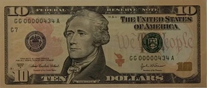 2004 $ 10 Dollar Note Bill Uncirculated G Chicago, Low Serial Number X434. - Picture 1 of 3