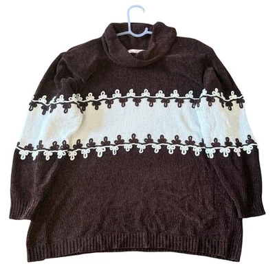 Suéter Vintage Jaclyn Smith Años 80 Para Mujer Talla L Marrón Cuello Simulado Vacaciones Preppy Foto 1 de 4
