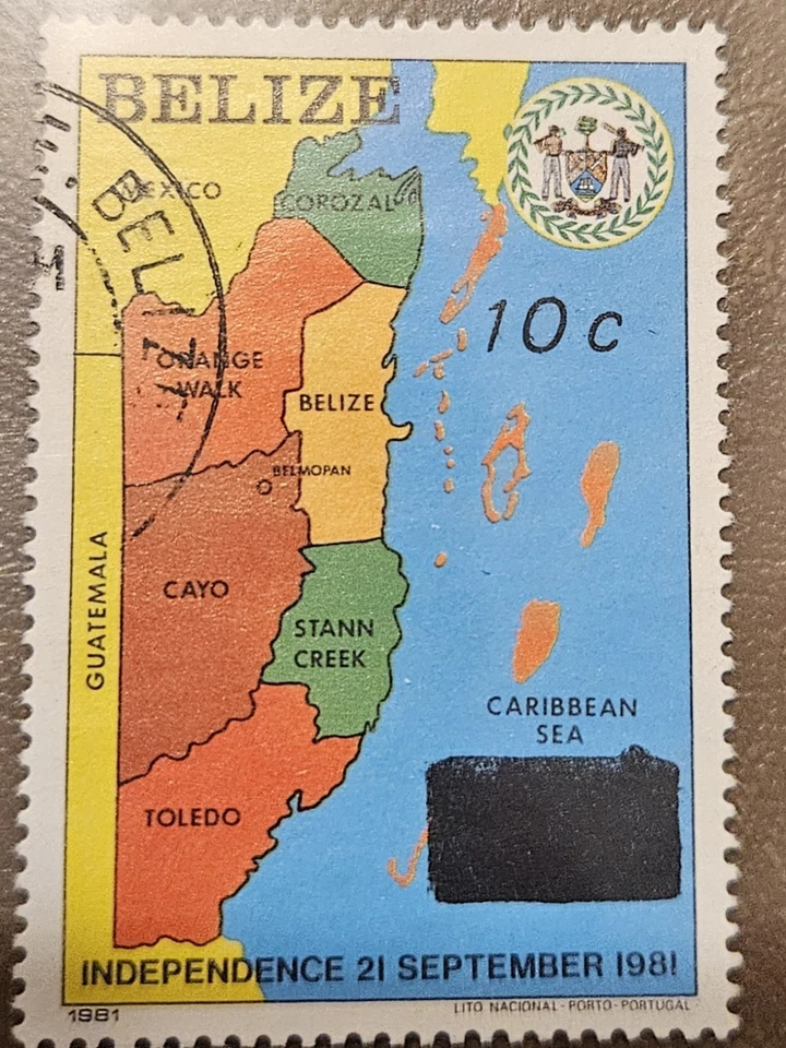 Mapa revalorizado de Belice 1983 (Scott 425; SG 735) USADO Foto 1 de 1