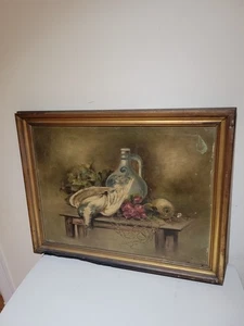 Stillleben Öl auf Leinwand Gemälde braucht Rahmen & Restaurierung Internationaler Verkauf - Bild 1 von 9