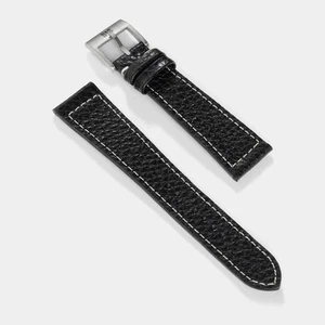 $85 Bulang & Sons Grained Black Leather Watch Strap 21mm/16mm - Picture 1 of 6