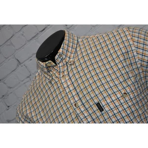 Beretta Shirt Mens Size Medium Seersucker Yellow Plaid Outdoor Sportsman Cotton - Picture 1 of 7