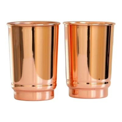2ACTIVELIFE Set of 2 Copper Tumbler | 350 ml / 11.8 Oz 100% Pure Copper Plain Glasses | A...