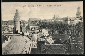 Ansichtskarte Bad Homburg v. d. Höhe, Brücke mit Schloss - Picture 1 of 2