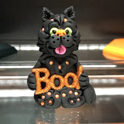 OOAK Handmade Clay | (BLACK CAT) Halloween Figure Sculpture Art Artist Polymer - Image 1 of 4