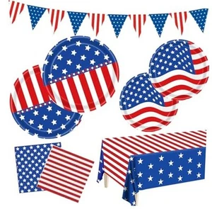 Patriotic Party Supplies,American Flag Patriotic Party Decorations Sets,4th of  - Picture 1 of 7