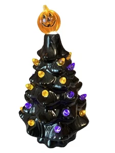 Árbol de cerámica negro HALLOWEEN con tapa de calabaza y luces LED - Imagen 1 de 5
