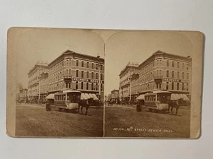 Alex Martin Stereoview 16th Street, Denver, Colorado, circa 1880 - Trolley - Picture 1 of 3