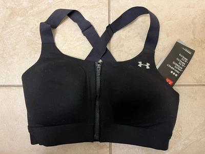 Under Armour Racerback 拉链前线免费运动文胸全新带标签,全新无标签,全新/有缺陷 — 第 1/4 张图片
