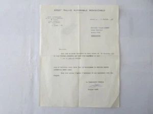 1964 Rallye Automobile Monte Carlo XXXIII Letter Letterhead Press Credentials - Picture 1 of 9