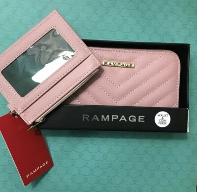  Nuevo en Caja Rampage Set para Mujer Cartera con Cremallera Alrededor y Monedero, Color Rosa Foto 1 de 3
