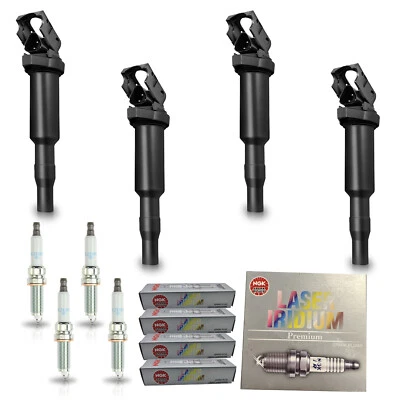 4 bobinas de encendido y 4 bujías de iridio NGK para BMW 528i 528i xDrive 2,0 L UF592 Foto 1 de 4
