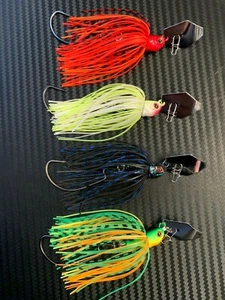4x 3/8oz Chatterbaits Lures Swim Jigs Fishing Skirted Spinnerbait Bass Cod Perch - Picture 1 of 1