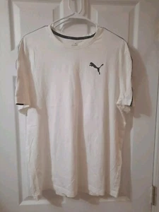 Puma Men's White Tilt Tape Short Sleeve Crew Neck T-shirt Size Large - Picture 1 of 4