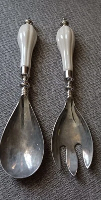 Juego de servir Godinger plateado utensilios asas de porcelana  Foto 1 de 3