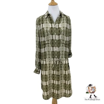 Vestido Camisa Haute Hippie Feminino XS Extra Pequeno Tie Dye Cordão Cintura Seda Midi - Imagem 1 de 4