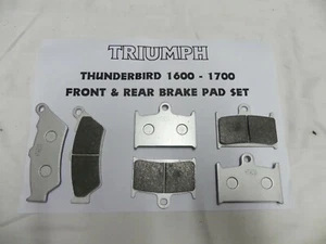 TRIUMPH THUNDERBIRD LT FRONT-REAR BRAKE PADS 3 X SET = 6 pads * Up to 2017 * - Picture 1 of 6