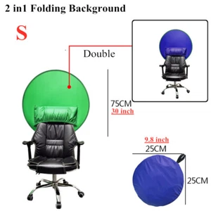 2 in 1 Round Green Blue Backdrop Photography Background Screen for Video Studio - Picture 1 of 16