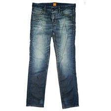 HUGO BOSS Orange Men's Jeans Pants Straight Used Look Rips Stretch W32 L32 Blue
