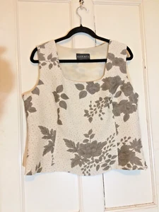 S18 ALEX & CO Brown and Beige Silk & Linen Top Fully Lined - Picture 1 of 5