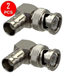 2x Pcs BNC Male to Female Right Angle 90° Coax RF Adapter Connector CCTV Camera - Picture 1 of 1