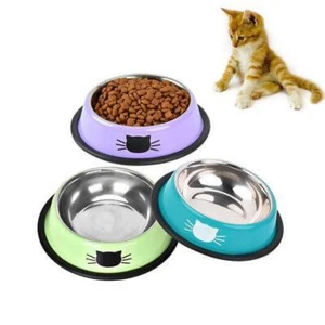 Set of 3Cat Bowls Stainless Steel Colorful Cat Food Bowl Non-slip Pet Water Bowl - Picture 1 of 7