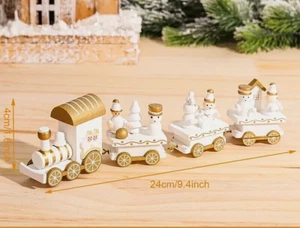 Tren de Navidad de Madera Blanco Marfil y Oro Mini Decoración 4 Coches Regalo B-2 - Imagen 1 de 1