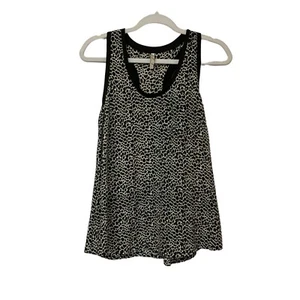 Joie Sleeveless Silk Leopard Tank top Blouse Small Black And White 100% Silk - Picture 1 of 6