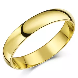 9ct Yellow Gold Ring Court Shape Hollow Wedding Band 4mm 6mm - Picture 1 of 4