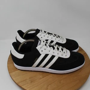 Adidas Shoes Mens 9 Samba Golf Spikes Black White Performance Retro 3 Stripes - Picture 1 of 10