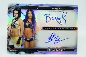 2020 Topps WWE Finest Tag Teams Autograph Auto SASHA BANKS BAYLEY TT-BH RARE - Picture 1 of 5