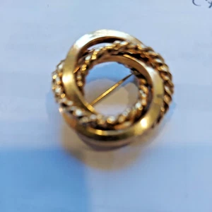 4 Kreise Brosche goldfarben Vintage Seil und glatt - Bild 1 von 11