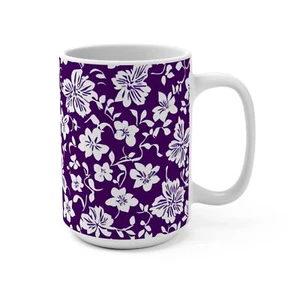 15oz Purple Asian Floral Flowers Design Nature Ceramic Coffee Latte Tea Mug - Picture 1 of 5