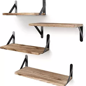 Hängeregal Wandregal Holz Küchen Schweberegal 4-Ebenen Wandboard Metall Regal - Bild 1 von 12