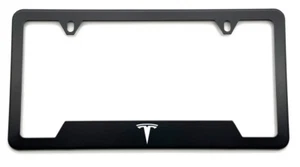 Tesla logo laser engraved Stainless License Plate Frame B fit Tesla rust free - Picture 1 of 3