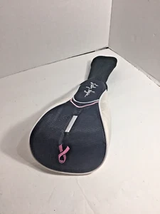 Lady Hogan #1 Driver Headcover White & Gray With Pink Ribbon Golf Head Cover - Picture 1 of 4