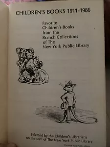 Children's Books 1911-1986 Catalogue by New York Public Library, Paperback 1986 - Picture 1 of 12
