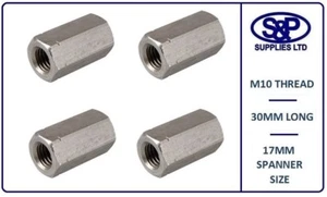 M10 (10MM - 10mm) ACERO INOXIDABLE TUERCA HEXAGONAL PROFUNDA TUERCA 30MM LARGO A2 ST/ST - Imagen 1 de 6