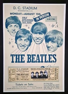 Repro CONCERT TICKET & POSTER : BEATLES 15 August 1966 D.C. Stadium WASHINGTON - Picture 1 of 8
