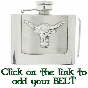 Removeable Hip Flask Buffalo Longhorn Cow Belt Buckle Biker American Cowboy. - Picture 1 of 4