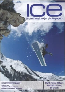 50 ICE Duo Matte Coated A4 Professional Thick Inkjet Photo Paper Card 300gsm - Picture 1 of 1